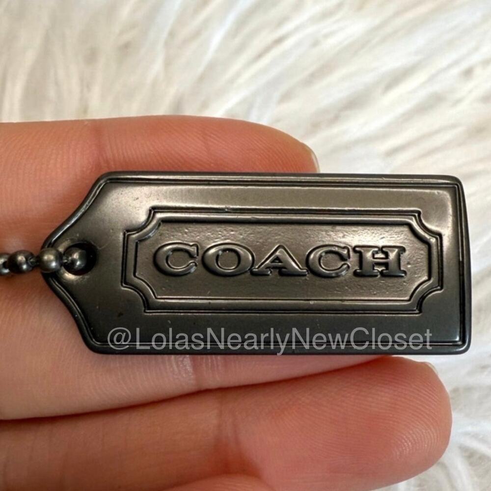 1.5" y2k COACH Gunmetal Metal Fob Bag Charm Hang tag Hangtag